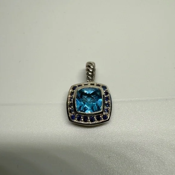 David Yurman Blue Topaz pendent with Blue Sapphires - Picture 6 of 7